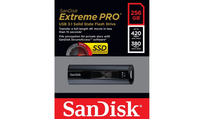 USB Flash Drive - SanDisk Extreme Pro 256 GB USB Type-A Black SanDisk Extreme Pro 256GB USB Type-A 3