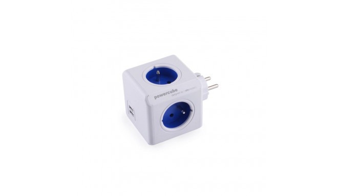 Power Extension Cord - Allocacoc PowerCube Original 4 AC Outlets USB Blue, White Allocacoc PowerCube