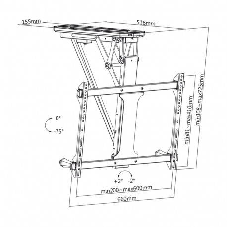 TV Ceiling Mount - Maclean MC-880T 32–70" 35kg Black