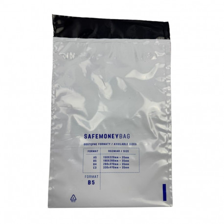 Security Envelope - BESTPAK SAFEMONEYBAG Deposit Envelopes 190x260+35 mm B5 100 pcs Transparent