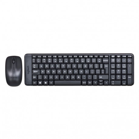 Keyboard and Mouse Set - Logitech MK220 Wireless QWERTY 2.4 GHz with Mouse, Black