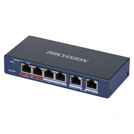 Networking Switch - Hikvision DS-3E0106HP-E 6-Port Unmanaged PoE 30W Blue