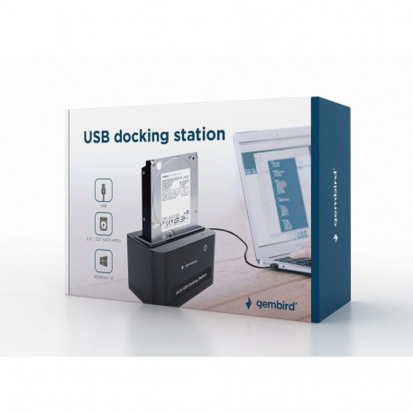 USB Docking Station - Gembird HD32-U2S-5 for 2.5" and 3.5" SATA Hard Drives USB 2.0 Type-A Black