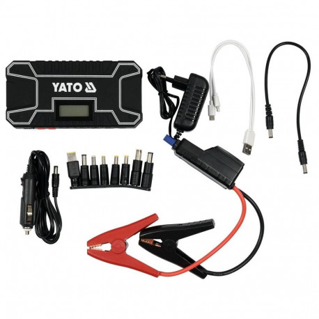 Jump Starter - YATO 12000mA YT-83082 with USB Ports, AC Adapter, Car Charger, Flashlight, 400g