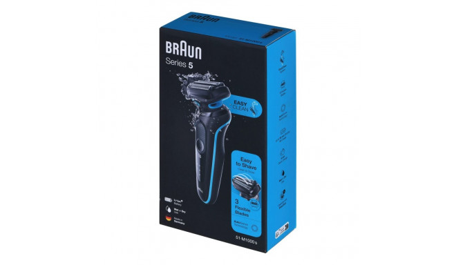 Electric Shaver - Braun Series 5 51-M1000s Foil, 3 Blades, AutoSense, Washable, Fast Charging, Black
