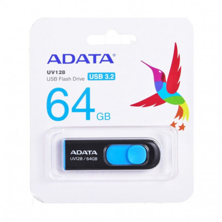 USB Flash Drive - Adata 64GB Uv128, Black Blue