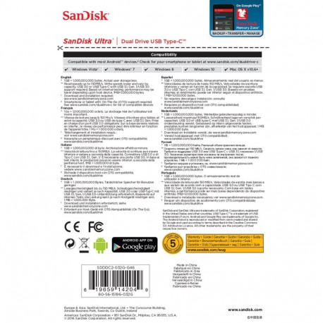 USB Flash Drive - Sandisk Ultra Dual Drive 32 Gb, Black/silver