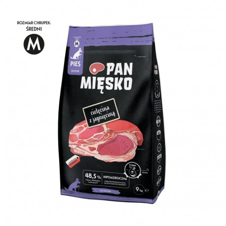 Dog Food - PAN MIĘSKO Veal & Lamb Senior 9kg PAN MIĘSKO Senior Crunchy M Veal & Lamb Dry Dog Food 9k