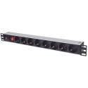 Power Strip - Intellinet 19" 1U Rackmount 8-Way Type F Aluminium