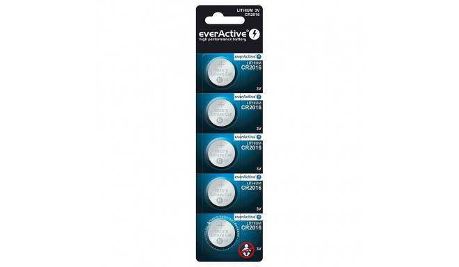 Lithium Battery - everActive CR2016 5-Pack Button Cell