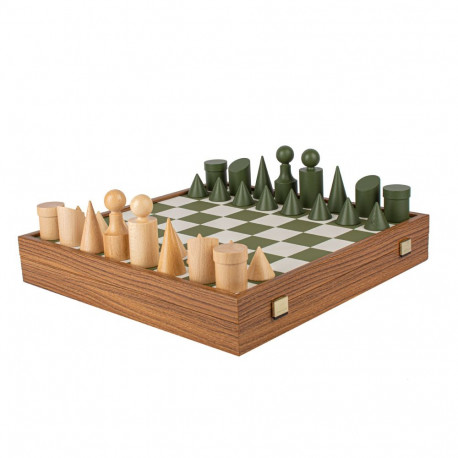 Manopoulos Bauhaus Style Chess Set 40x40cm With Pieces (Green And White Sp.)