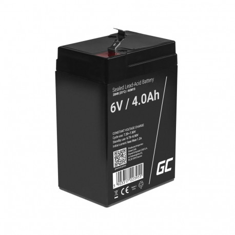 Sealed Lead Acid Battery - Green Cell AGM15 6V 4Ah Black