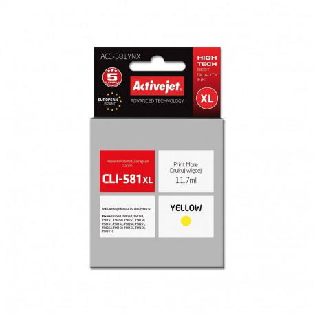 Ink Cartridge - Activejet ACC-581YNX 11.7ml High Yield Yellow