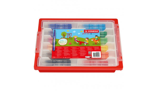 Viltpliiatsid Stabilo Power Max, XL-tip 3mm, 12 värvi x 8 tk plastkastis