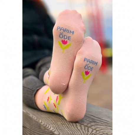 SOKISAHTEL PARIM ÕDE heleroosad lillelised puuvillased sokid 444