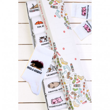 SOKISAHTEL HEDGEHUG valgete spordisokkide üllatuspakk 7 sokipaariga 444, 446