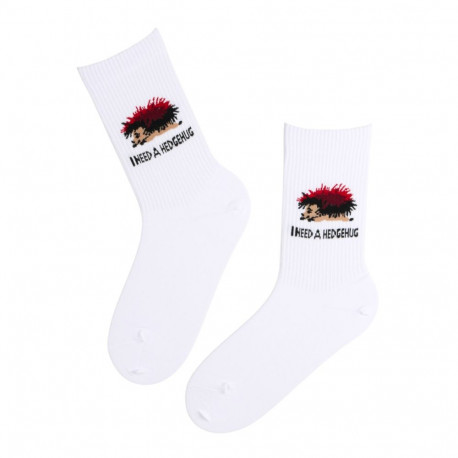 SOKISAHTEL HEDGEHUG valged siiliga puuvillased sokid 444, 446