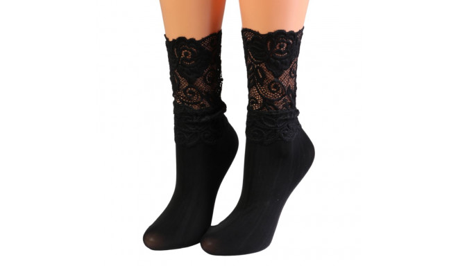 SOKISAHTEL AMOONA musta värvi pitsäärega õhukesed sokid 444