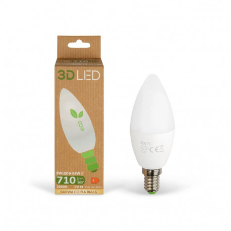 3D LED Eco pirn küünal E14 8W