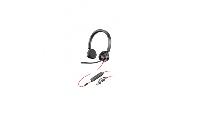 POLY Blackwire 3325 Stereo MS Teams Wired Headset, 3.5mm jack, USB-C/A Adapter, Black