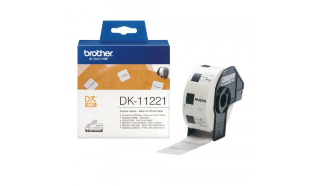 Brother DK-11221 (DK11221) Square Labels, Black on White, 23 mm, 1000 labels per roll