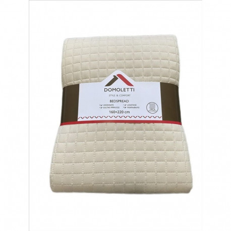 BEDSPREAD MICRO 160X220 CM SQUARES BEIGE