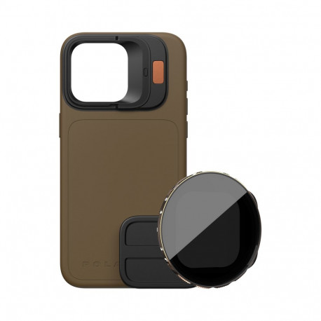 PolarPro komplekt LiteChaser iPhone 15 Pro ümbris ja VND 3-5 filter, kõrbekarva