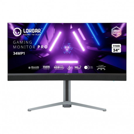 LORGAR 34MP1, UWQHD MiniLED Gaming Monitor Pro, 34'' (3440*1440) VA curved monitor, black/milky grey
