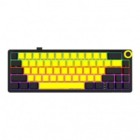 LORGAR KBP70MW, Wireless 65% Mechanical Gaming Keyboard Pro, Black/yellow, EN layout