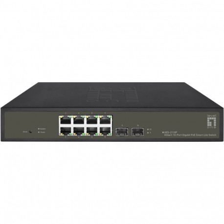 "Switch 8x GE GES-2110P 2xGSFP 19"" 130W 8xPoE+"