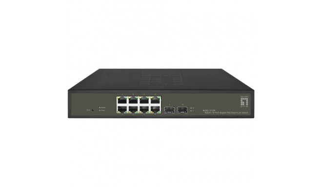 "Switch 8x GE GES-2110P 2xGSFP 19"" 130W 8xPoE+"