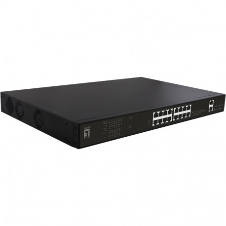 "Switch 16x GE GEP-2021 2xGE 2xGSFP 19"" 270W 16xPoE+"