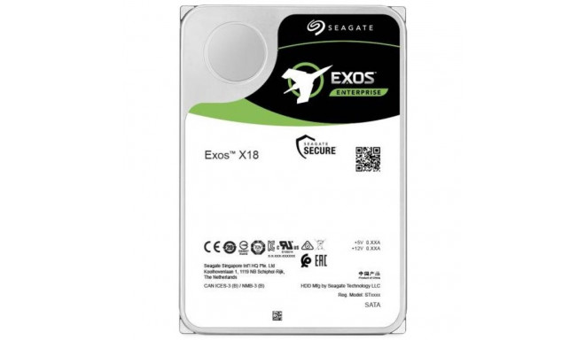"SEAGATE EXOS X18 16TB SAS 7200rpm 256MB cache 512e/4Kn Helium SED Fast Format BLK"