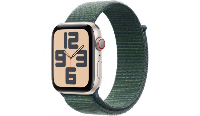 "APPLE Watch SE GPS + Cellular 44mm Starlight Aluminium Case with Lake Green Sport Loop"