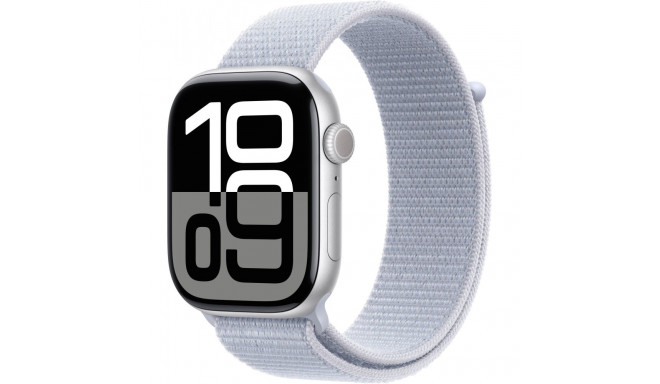 "APPLE Watch Series 10 GPS + Cellular 46mm Silver Aluminium Case with Blue Cloud Sport Loop"