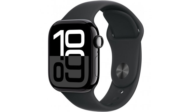 "APPLE Watch Series 10 GPS 42mm Jet Black Aluminium Case with Black Sport Band - M/L"