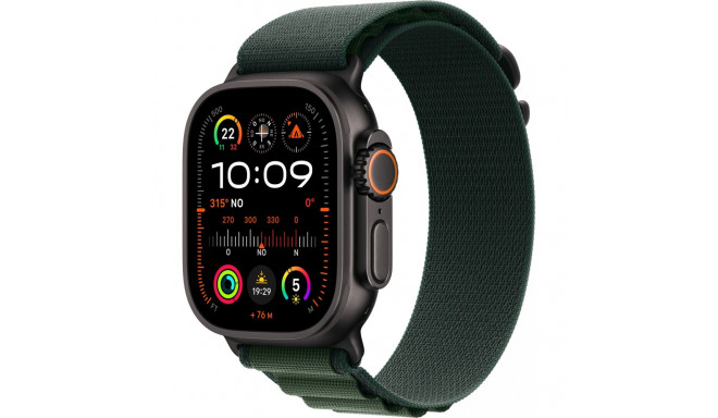 "APPLE Watch Ultra 2 GPS + Cellular 49mm Black Titanium Case with Dark Green Alpine Loop - Small"
