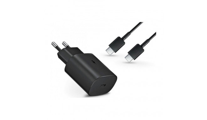 EP-TA800EBE + EP-DG980BBE Samsung 25W reisilaadija + USB-C|USB-C andmekaabel must (OEM)