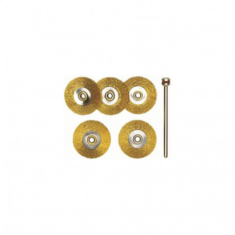 Proxxon Brass Wheel Brushes MICROMOT 28962 – Ø 22 mm, 5 pcs + Mandrel