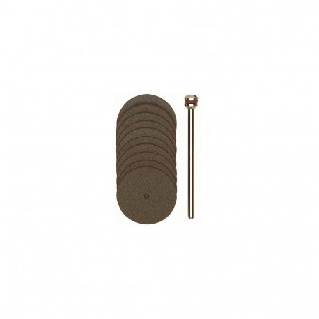 Corundum cutting discs, 22 mm, 10 pcs. + arbor