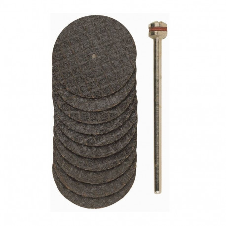 Proxxon reinforced aluminum oxide cutting discs 28808 – 10 pcs, Ø 22 mm, 2.35 mm shank, with holder 