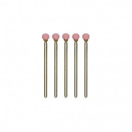 Proxxon corundum grinding bits set – 5 ball-shaped bits Ø 5 mm, 2.35 mm shank, white aluminum oxide,