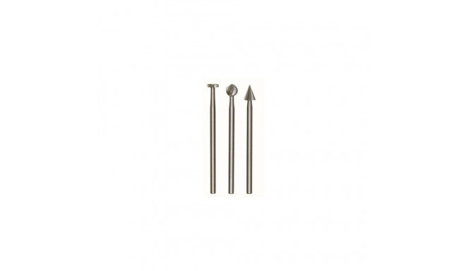 Proxxon 28720 tungsten-vanadium milling bits set – wheel, ball, cone shapes, 3 pieces, Ø 2.35mm/3.0m