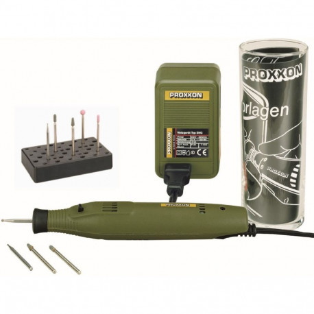 Proxxon GG12KIT 28635 engraving kit – high-speed handheld engraver 20,000 rpm, bits for glass metal 