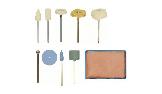 Proxxon 10-piece polishing set NO 28 285 – felt, silicone, cotton bits, polishing paste, 2.35 mm arb