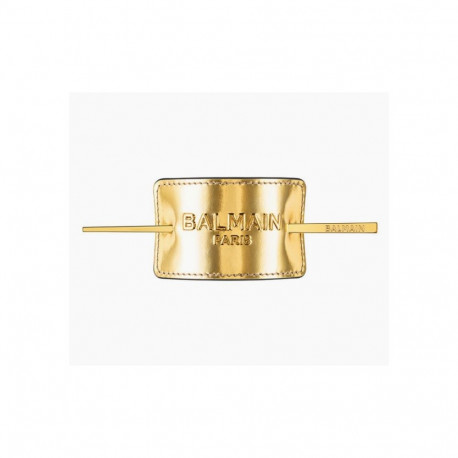BALMAIN HAIR juukseaksessuaar kuldsest napa nahast logoga / Genuine Leather Signature Hair Barrette 