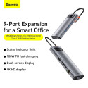 BASEUS HUB 9in1 Type C to 3x USB3.0 / HDMI / Typ C PD / RJ45 / microSD/SD / VGA CAHUB-CU0G