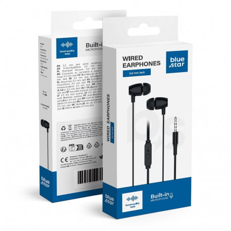 Wire earphones Jack 3,5 mm Blue Star PA-E67 1,2 m black