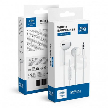 Wire earphones Jack 3,5 mm Blue Star PA-E65 1,2 m white