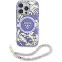 GUESS case for IPHONE 16 compatible with MagSafe GUHMP16SHPCTPLSU (IML Palm Trees Triangle W/ Pearl 